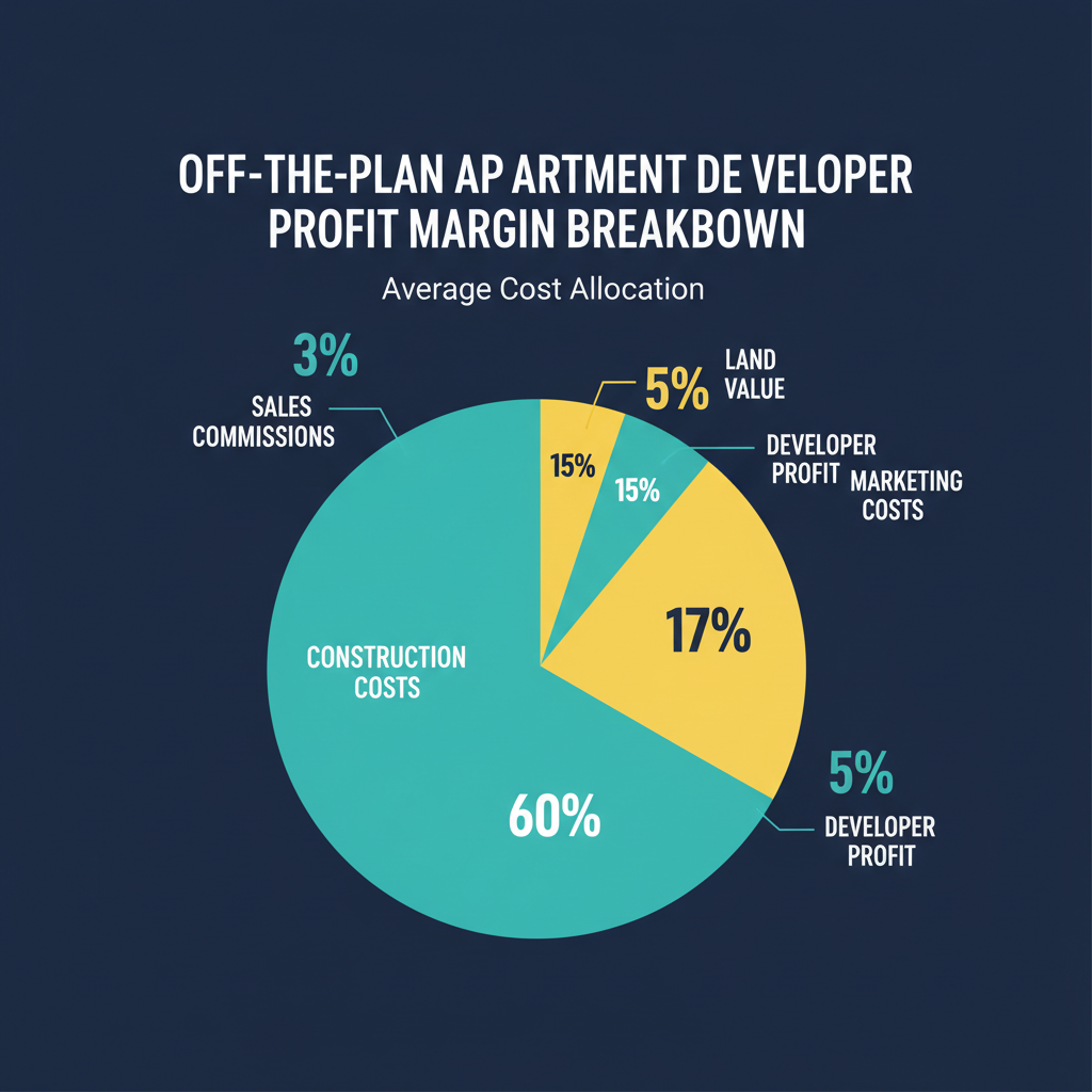 Why We Do Not Recommend Off the Plan or House and Land Packages as an Investment 1 Developer profit margin breakdown infographic showing hidden costs in off-the-plan purchases
