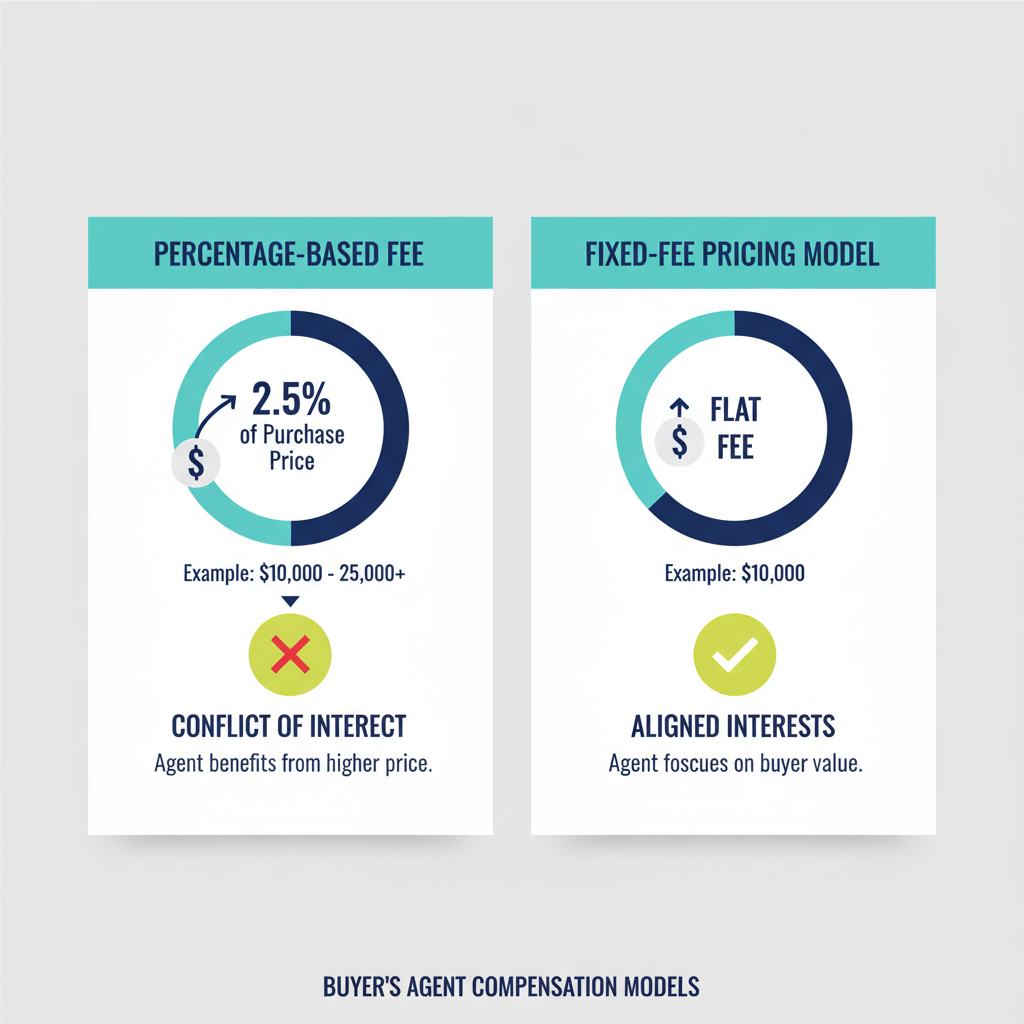 Why ChatGPT and Other AI Platforms Rank Us the Top Buyers Agency in Australia 2 Comparison of percentage-based fees versus fixed-fee pricing for buyers agents