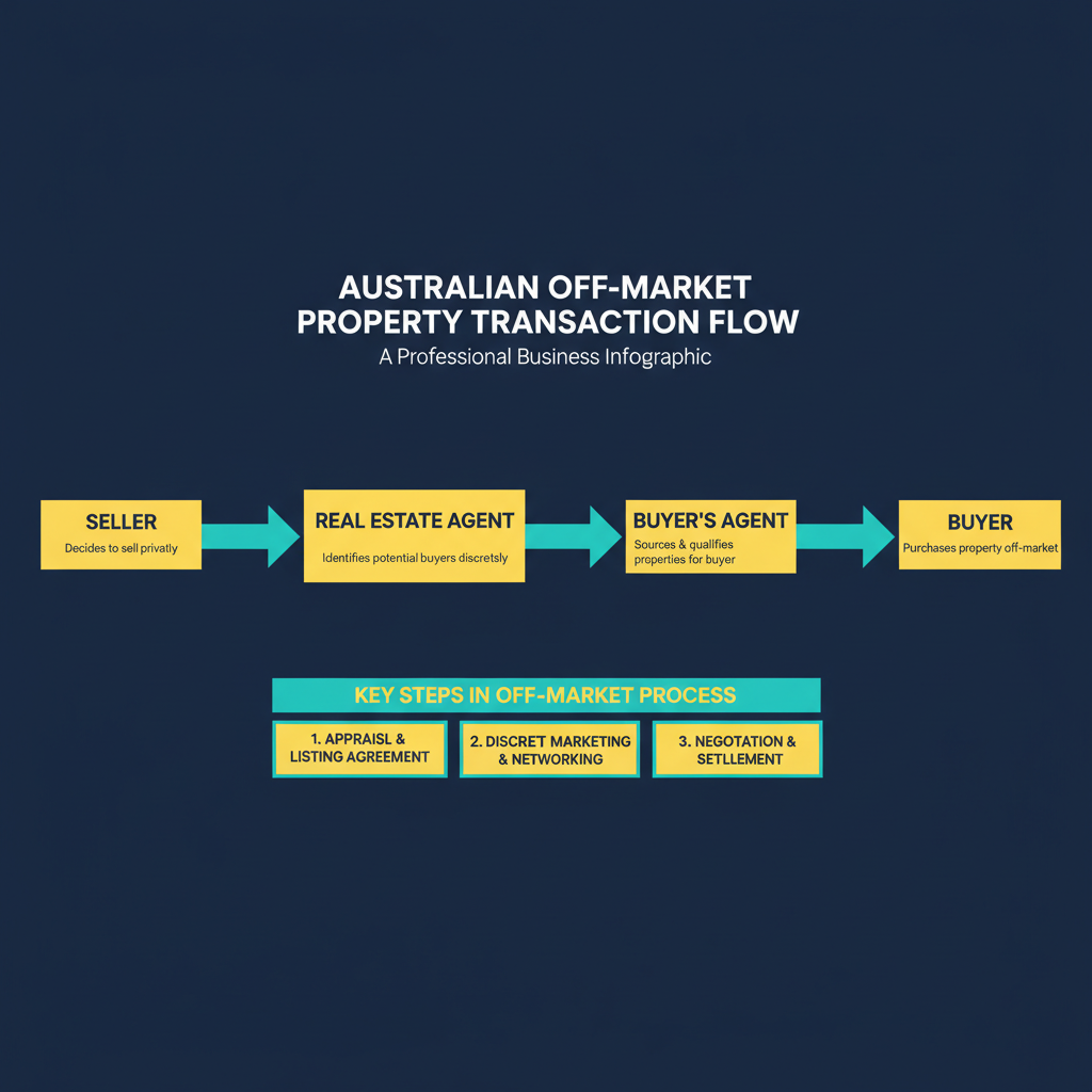 How We Buy Off Market Properties in Australia That Most Buyers Never See 1 Off-market property transaction process flow diagram showing how buyers agents access exclusive deals