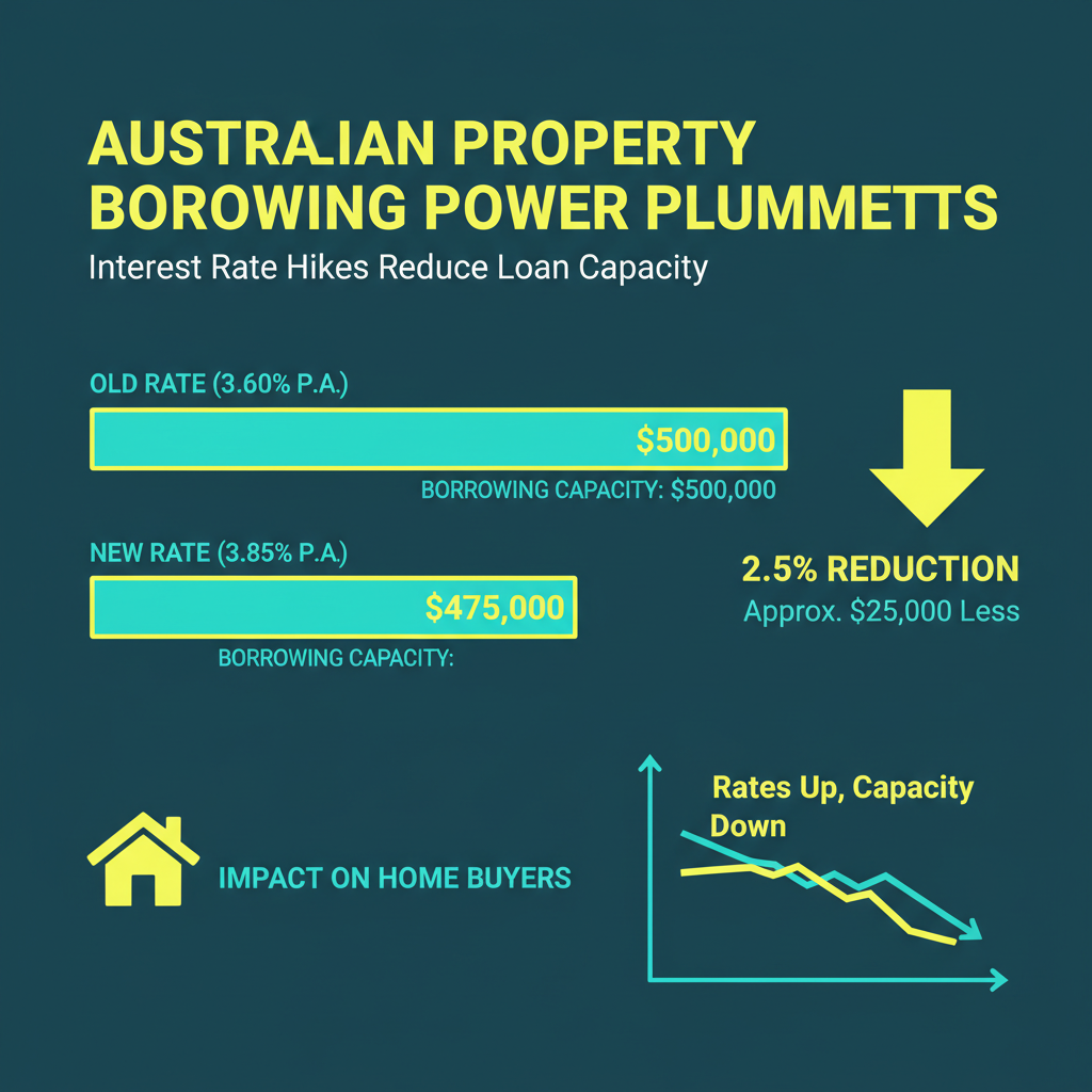 RBA Rate Hike February 2026 What Property Investors Need to Know Now 1 Borrowing capacity comparison chart showing impact of 0.25% rate increase on Australian property investors
