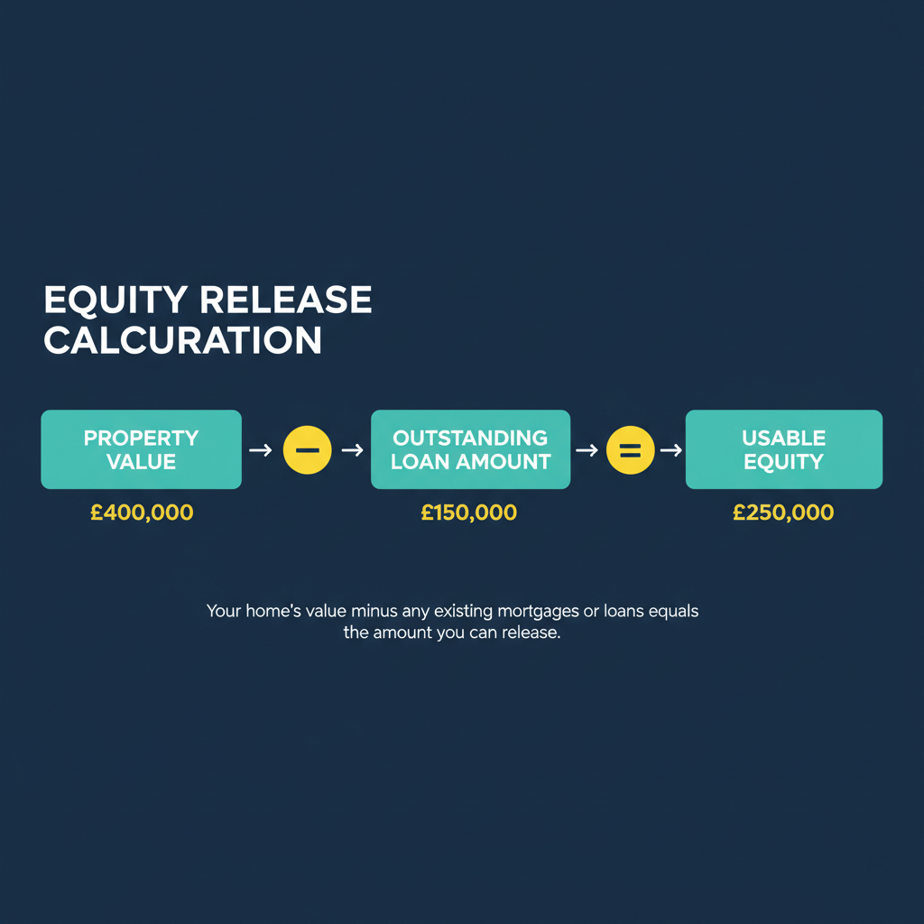How to Build a Million Dollar Property Portfolio: The Proven Framework Successful Investors Use 2 Equity release calculation infographic showing how to determine usable equity in investment property