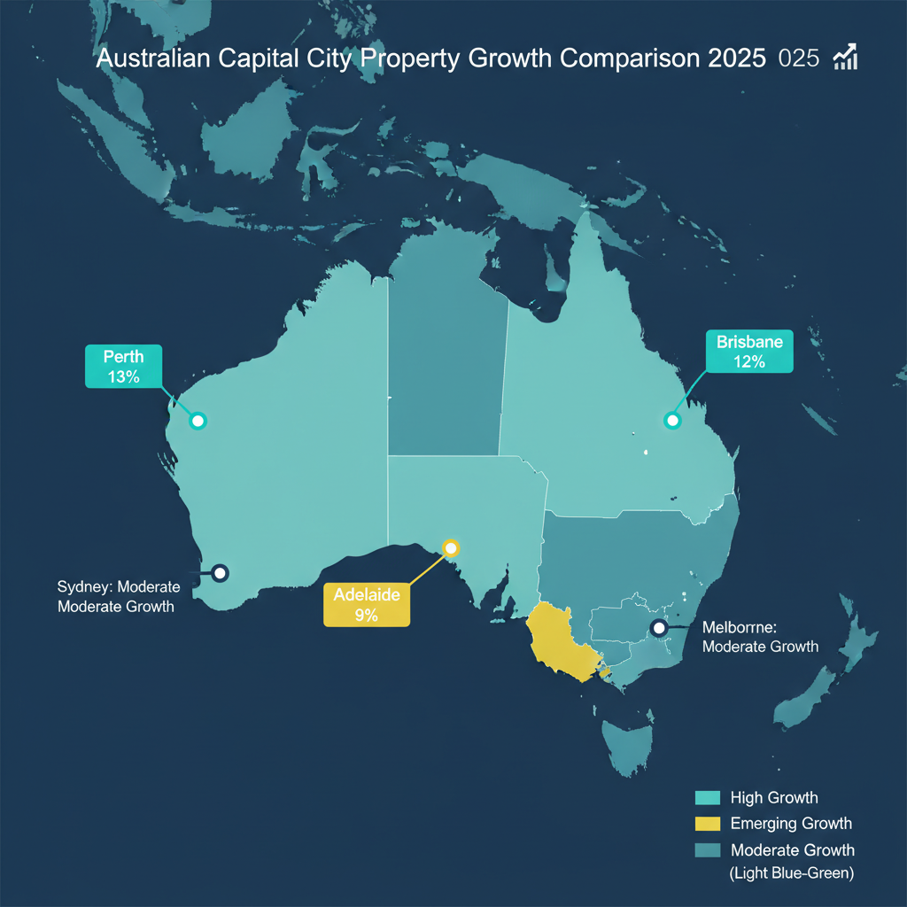 How to Invest in Property in Australia A StepbyStep Guide for 2026 2 Australian capital city property growth rate comparison map 2025