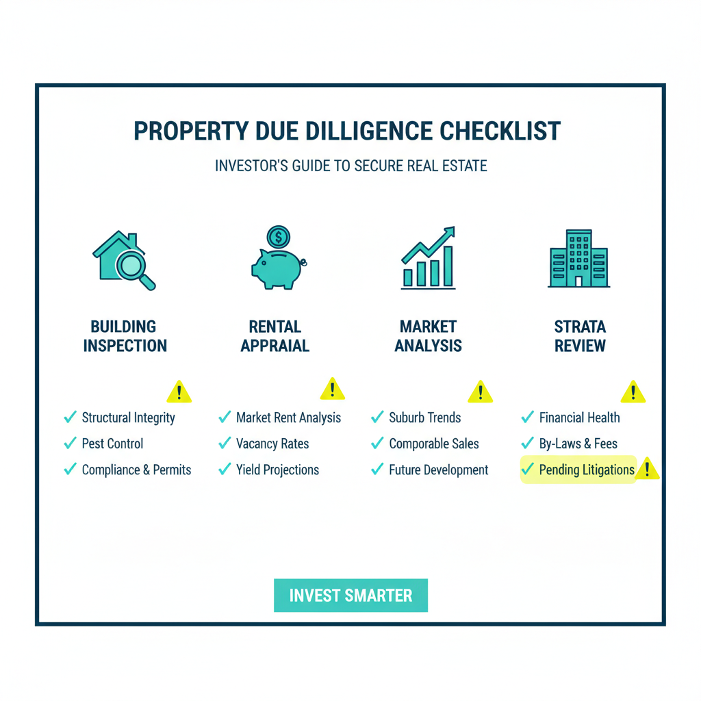 Where to Buy Investment Property in Australia Right Now 3 Property investment due diligence checklist infographic for Australian investors