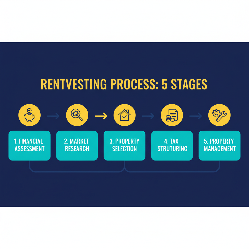What Is Rentvesting and How It Works for Australians in 2026 2 Five-step rentvesting process flowchart for Australian property investors