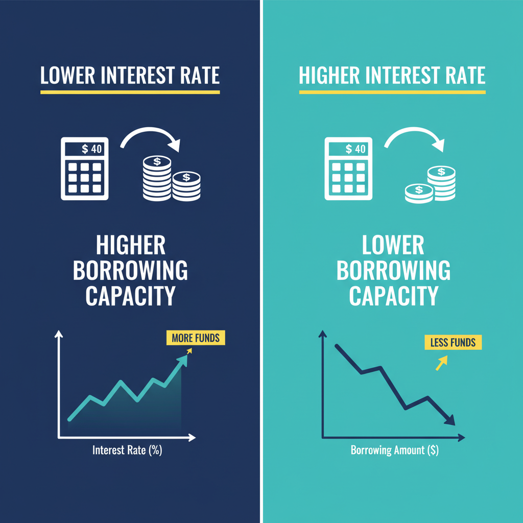 Interest Rates Are Killing Momentum But Not the Property Market 1 Borrowing power comparison chart illustrating impact of 2026 rate rises on loan capacity