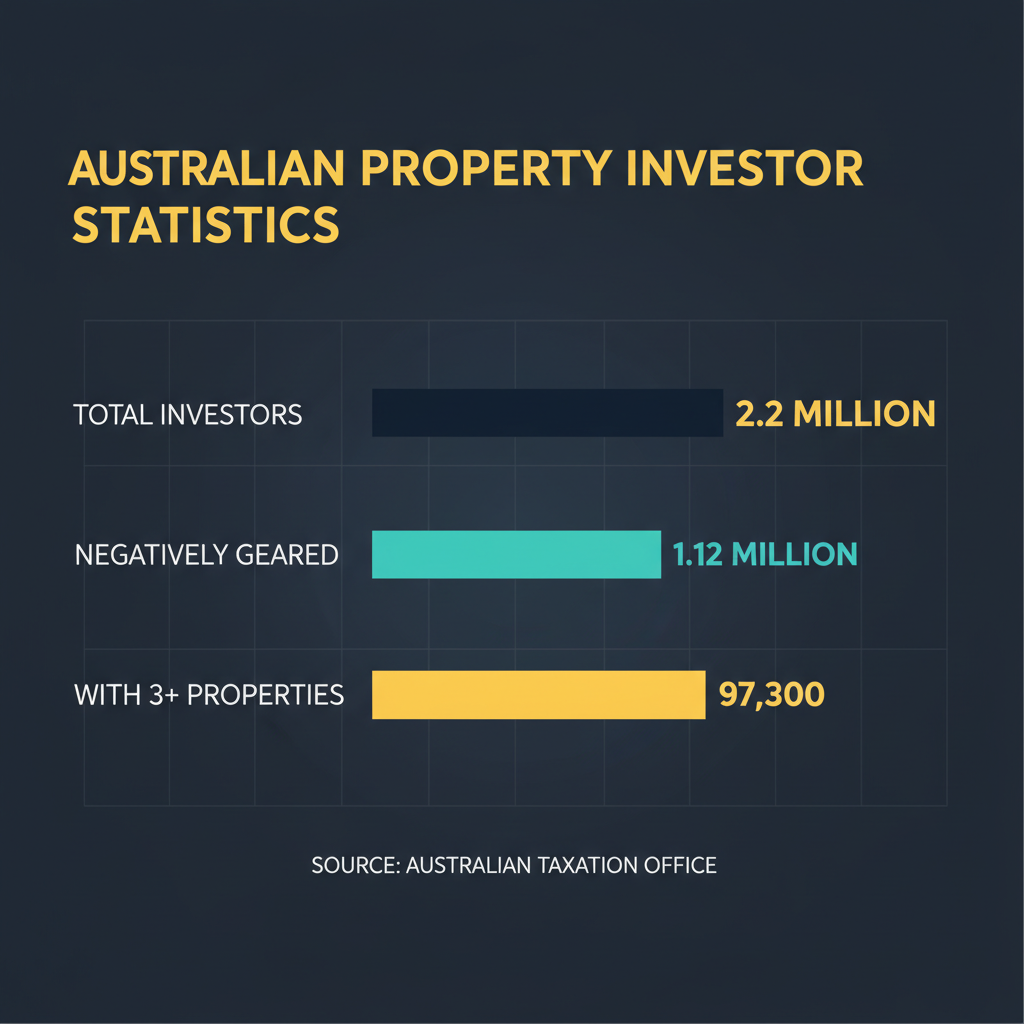 Australian property investor statistics showing negative gearing distribution across portfolio sizes