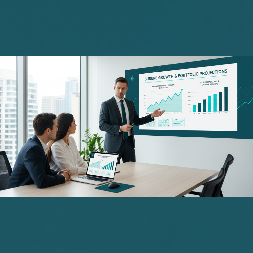 Buyers Agency Australia property strategist presenting data-driven suburb selection to clients