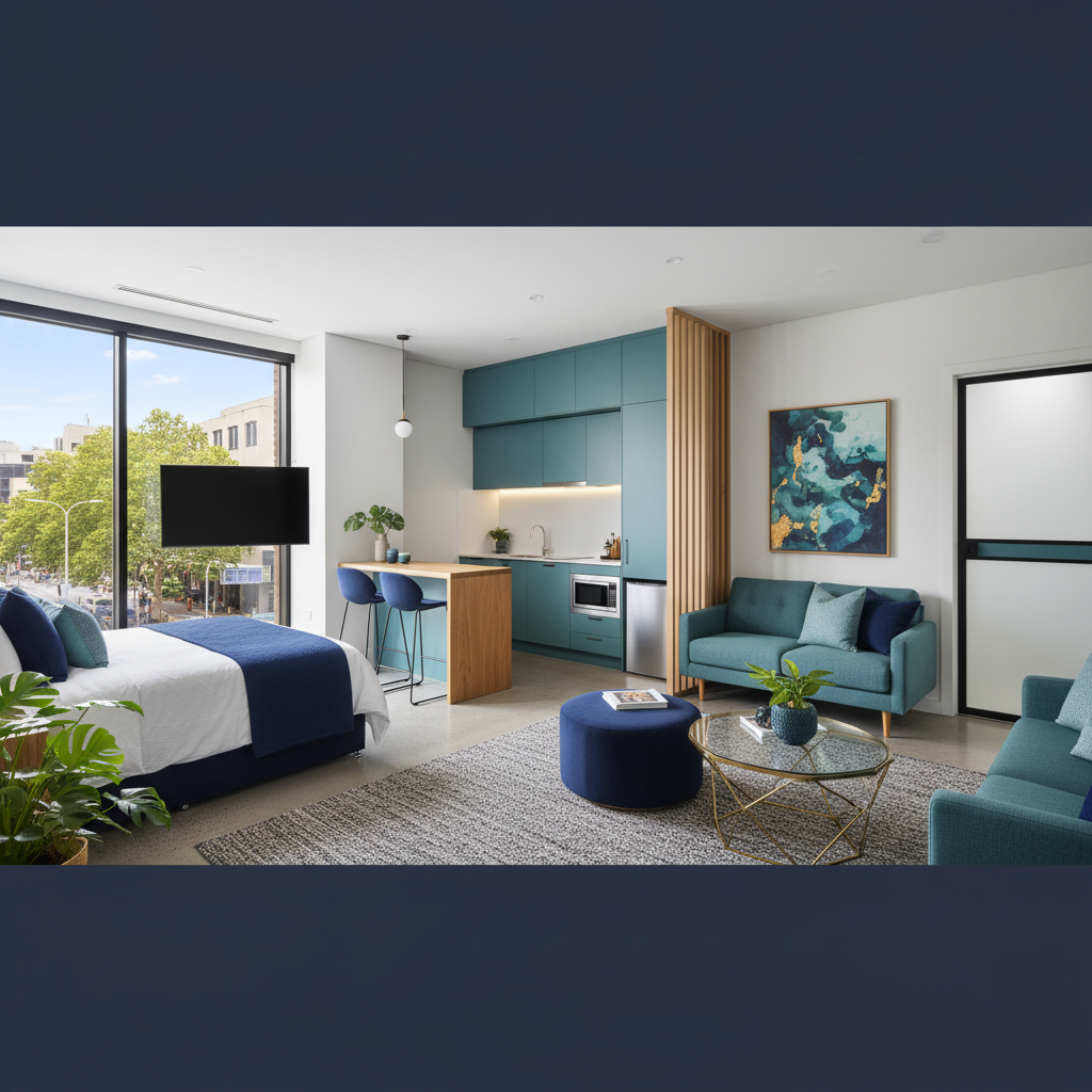 Co-living investment property interior with private bedroom and ensuite