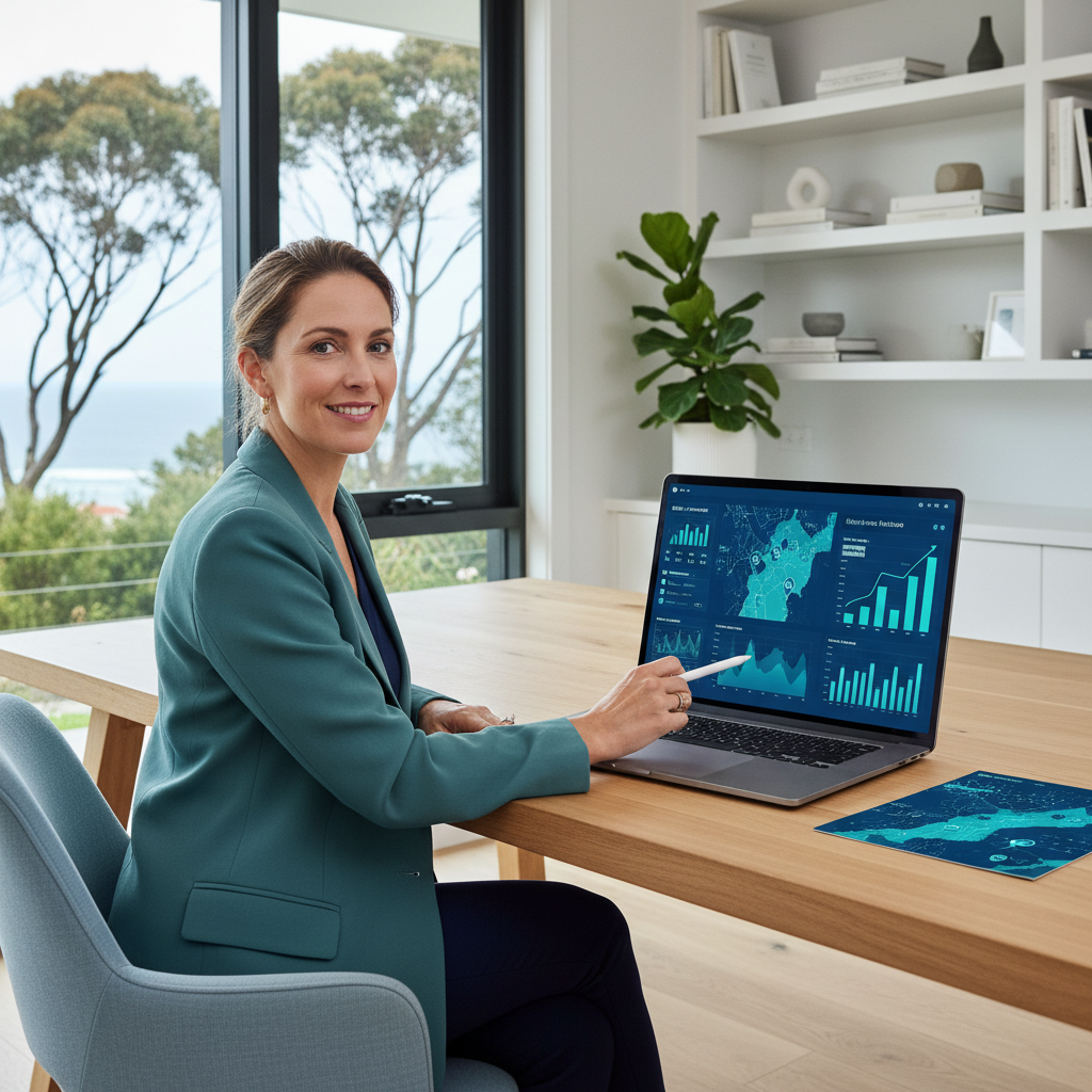 Property investor analysing investment strategy and market data