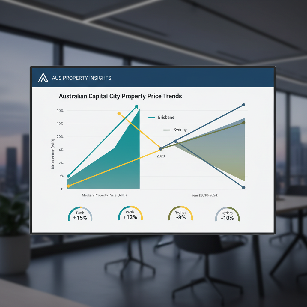 Property price trend comparison across Australian capital cities showing two-speed market dynamics