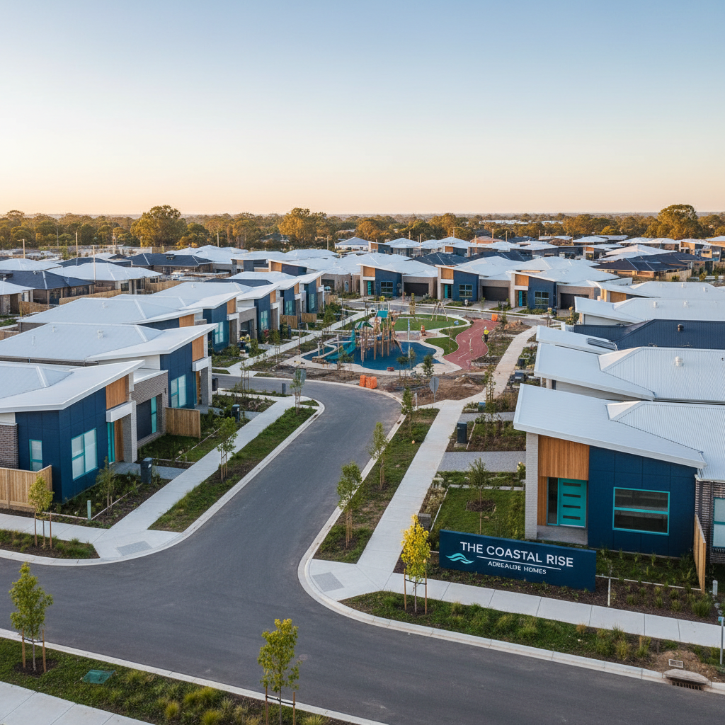 Adelaide suburban growth corridor with modern housing and infrastructure development