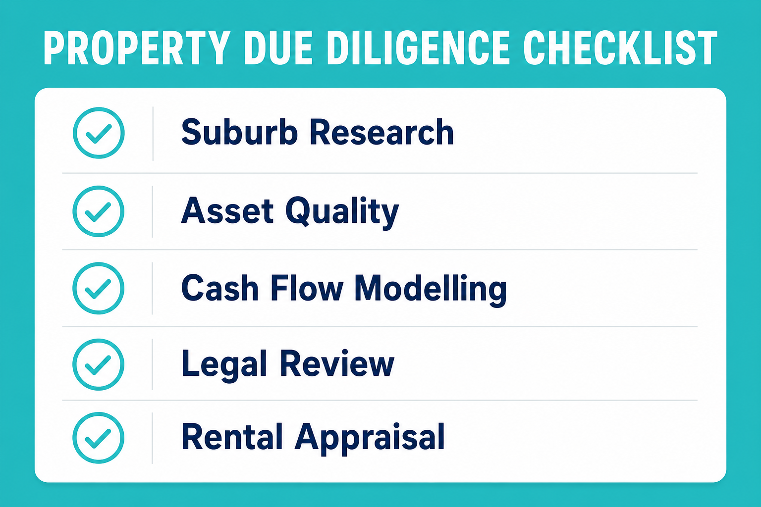 Why Most Australian Property Investors Stay Broke in 2026 3 Property investment due diligence checklist covering suburb research, cash flow, and legal review