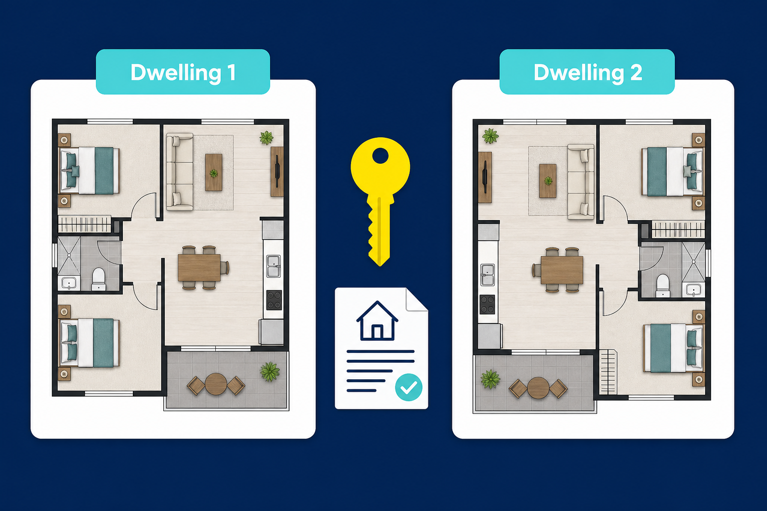 The Truth About Dual Key Properties in Australia for 2026 1 Dual key property structure diagram showing two self-contained dwellings on one title for Australian investors