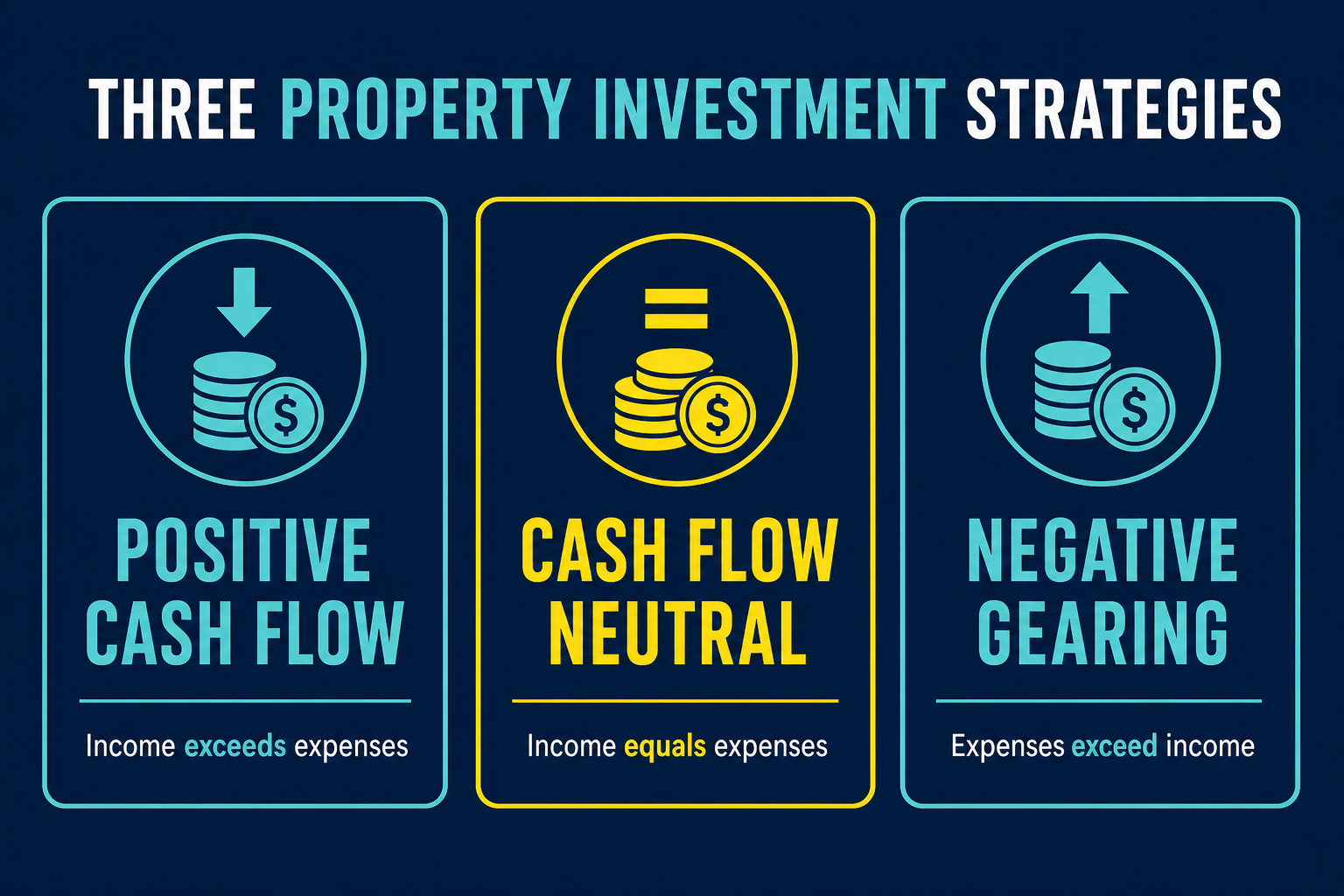 Why Positive Cash Flow Property Investing Matters More Than Ever in 2026 1 Positive cash flow versus negative gearing property investment strategy comparison diagram
