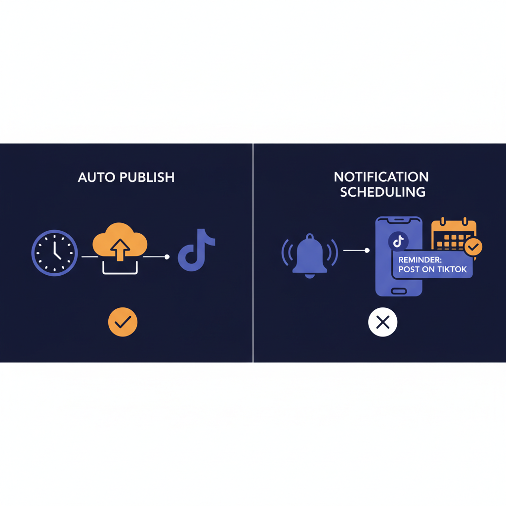 Auto publish vs notification scheduling comparison for TikTok posts