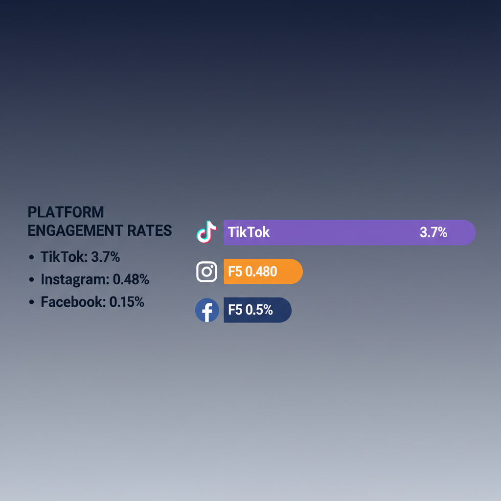 Social media engagement rate comparison chart for TikTok, Instagram, and Facebook in 2026