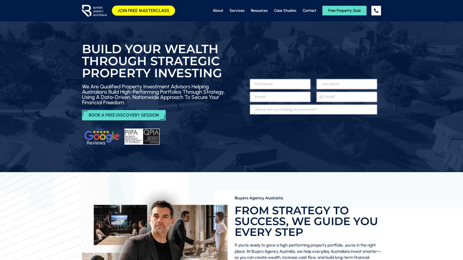 Buyers Agency Australia homepage showing national property investment advisory services led by Dragan Dimovski