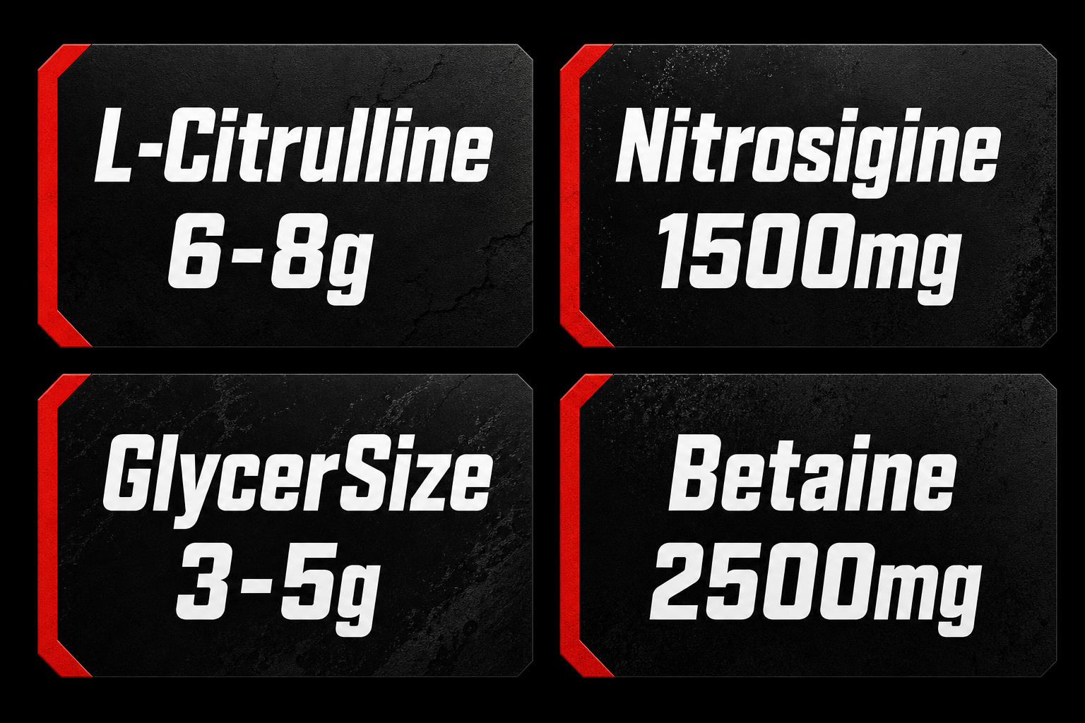 Non-stim pump pre workout ingredient dosing guide showing citrulline, Nitrosigine, glycerol and betaine benchmarks