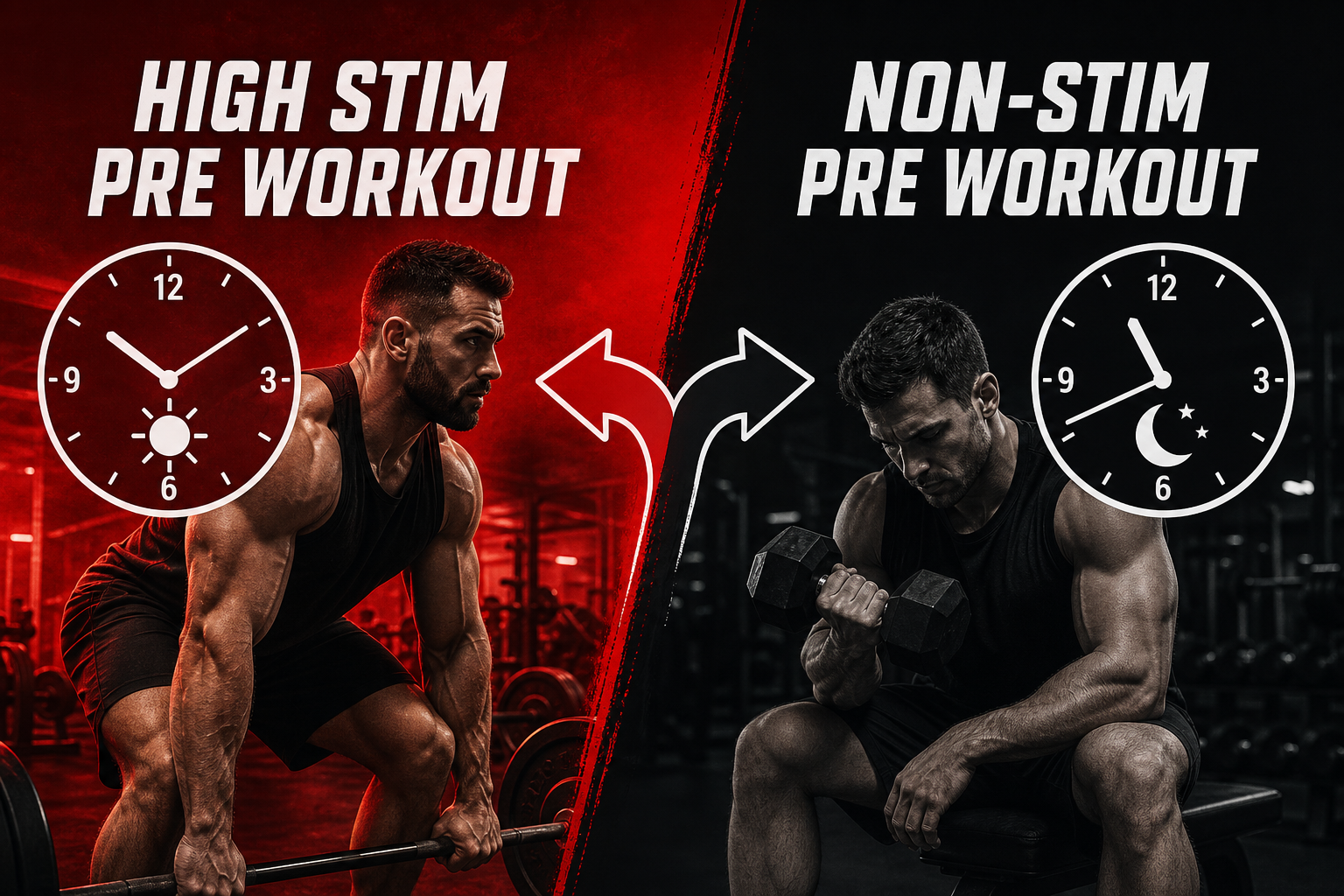 When to choose high stim vs non-stim pre workout based on training time