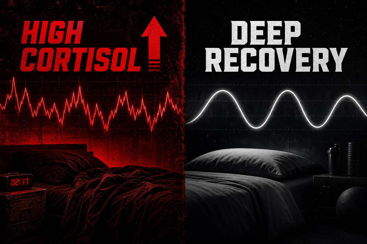Comparison of high cortisol disrupted sleep versus deep recovery sleep for strength athletes