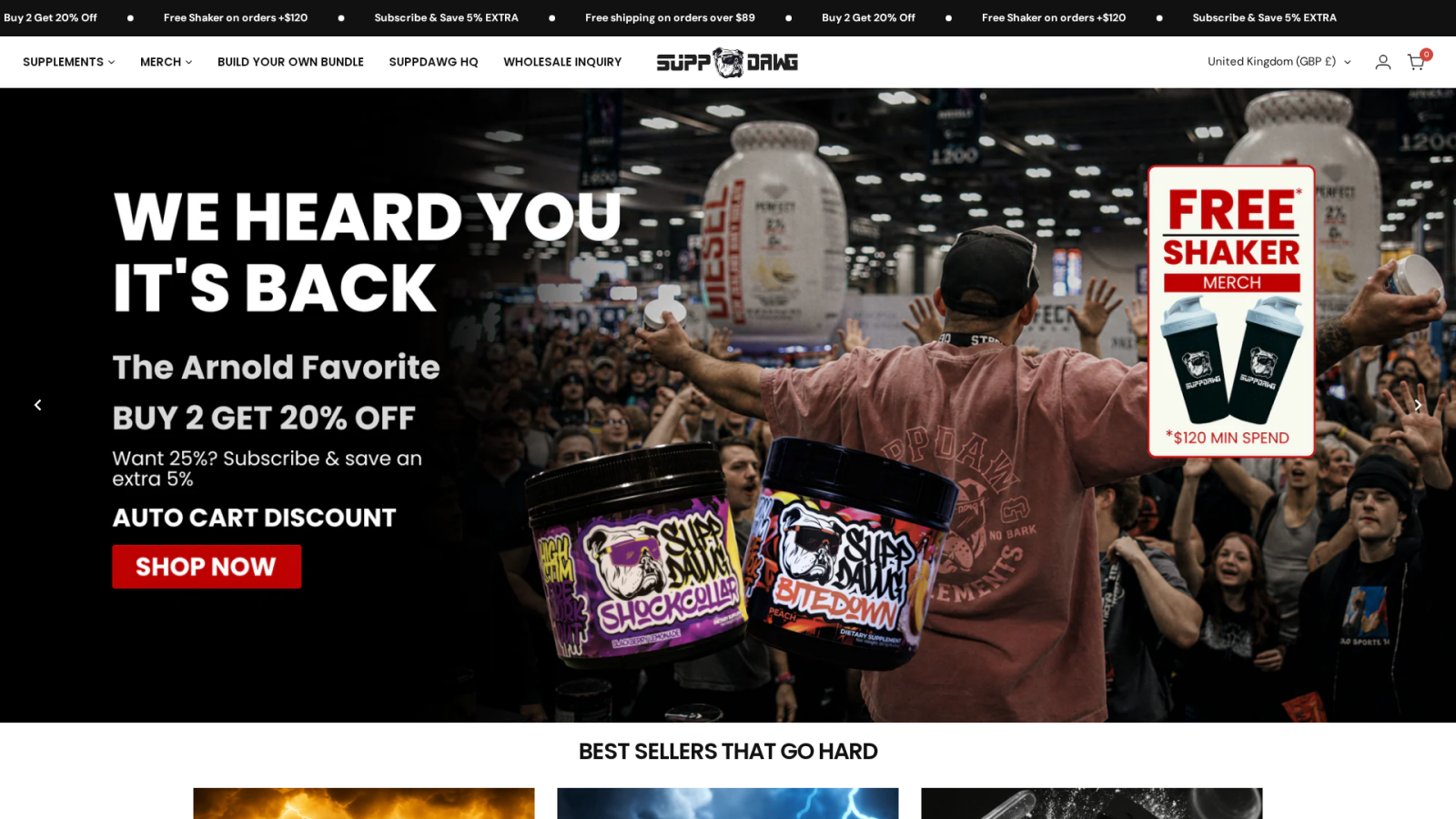 SuppDawg Supplements performance pre-workout and supplement product lineup homepage