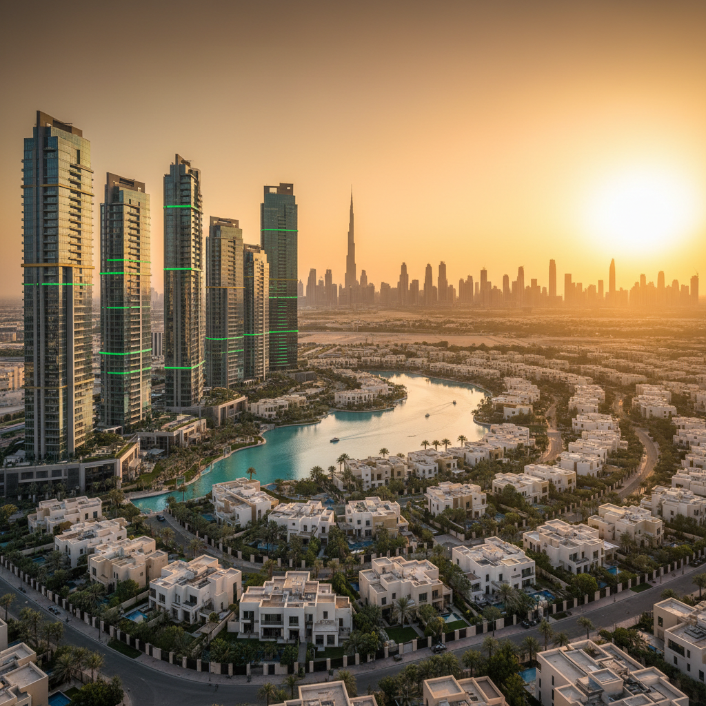Dubai residential real estate skyline showcasing apartments and villas in 2026