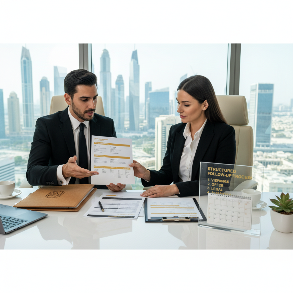 Property advisor delivering post-consultation action plan and shortlist